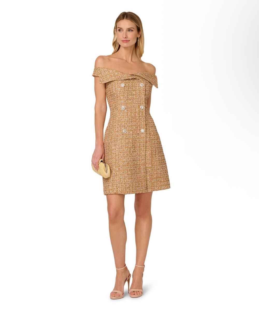 New Adrianna Papell shawl tweed short dress $249 sz 10